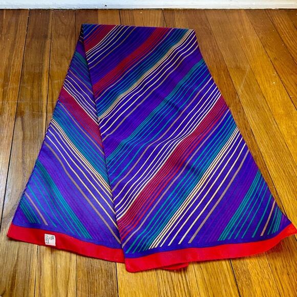 Vintage Women's Purple Striped Fashion Scarf Head Wrap Made in Italy - Picture 7 of 11